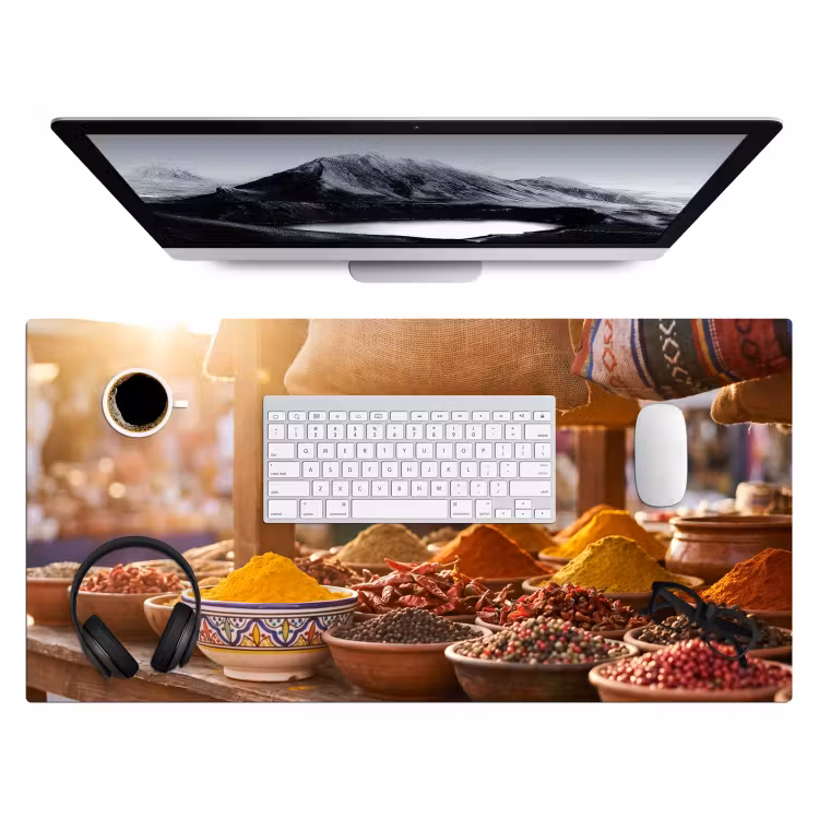 Desk Mat - Spices - Market - Colorful - Specerijen - Markt - Kleurrijk Muismat XXL klein