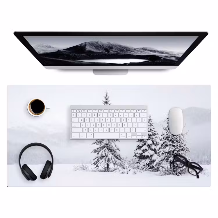 Fijnsparren - Sneeuw - Winter - Landschap - Stilte Muismat XXL klein -3d