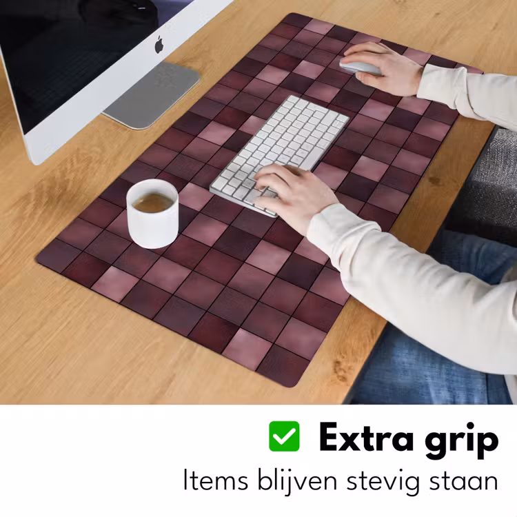 Vierkant - Tegel - Patroon - Paars Muismat XXL klein 681 -sfeer3