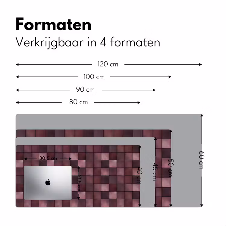 Vierkant - Tegel - Patroon - Paars Muismat XXL klein 681 -sfeer5
