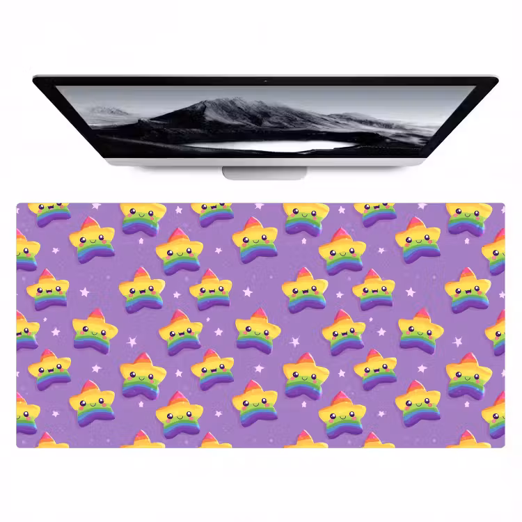 Sterren - Regenboog - Paars Muismat XXL klein 681 -zzz3d