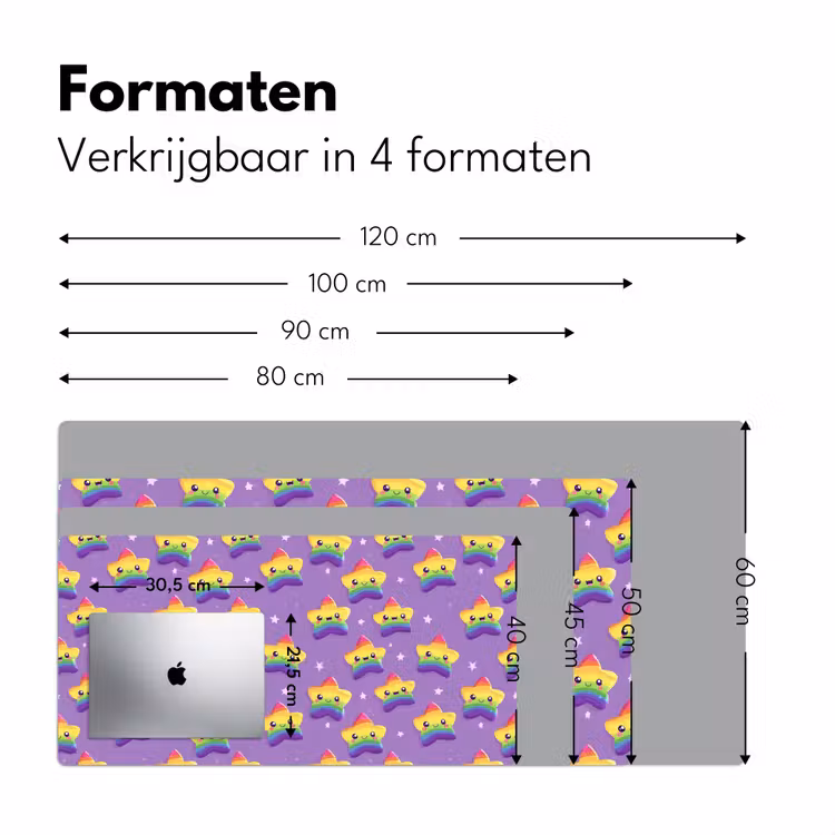 Sterren - Regenboog - Paars Muismat XXL klein 681 -sfeer5