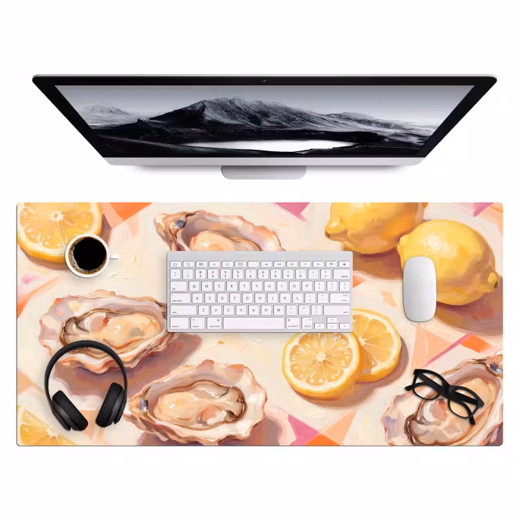Stilleven - Citroenen - Oesters - Abstract - Oranje Muismat XXL klein -3d