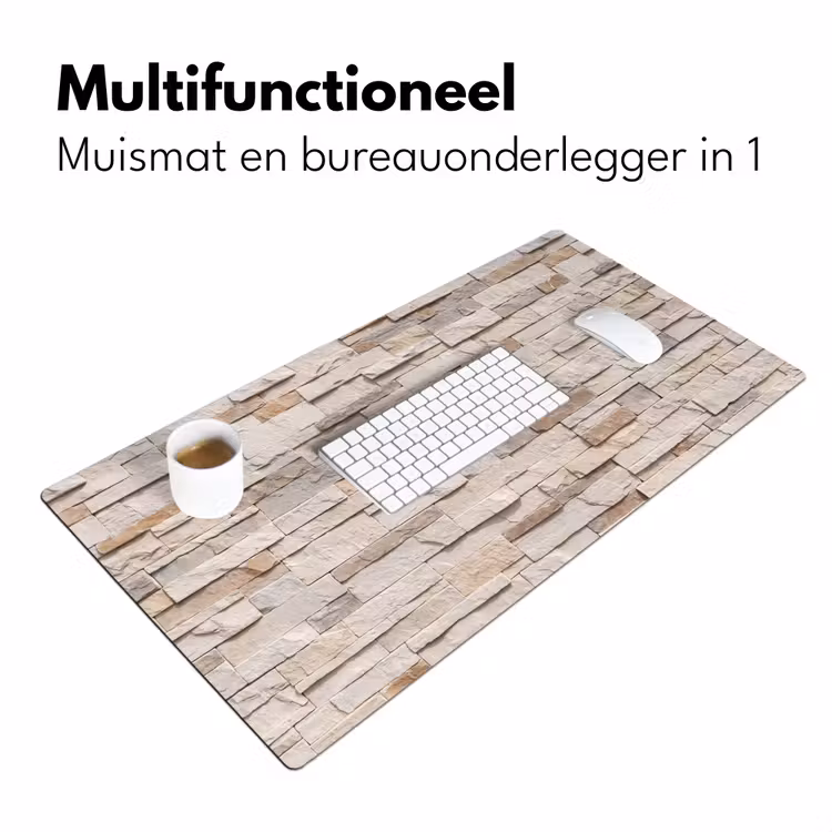 Steen - Muur - Textuur - Rustiek - Beige Muismat XXL klein -sfeer4