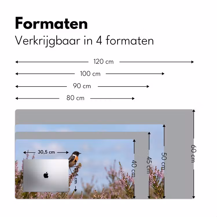 Roodborsttapuit - Heide - Paars - Natuur - Sfeervol Muismat XXL klein -sfeer5