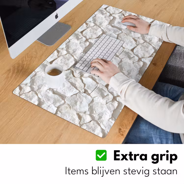 Structuur - Rots - Wit Muismat XXL klein 681 -sfeer3