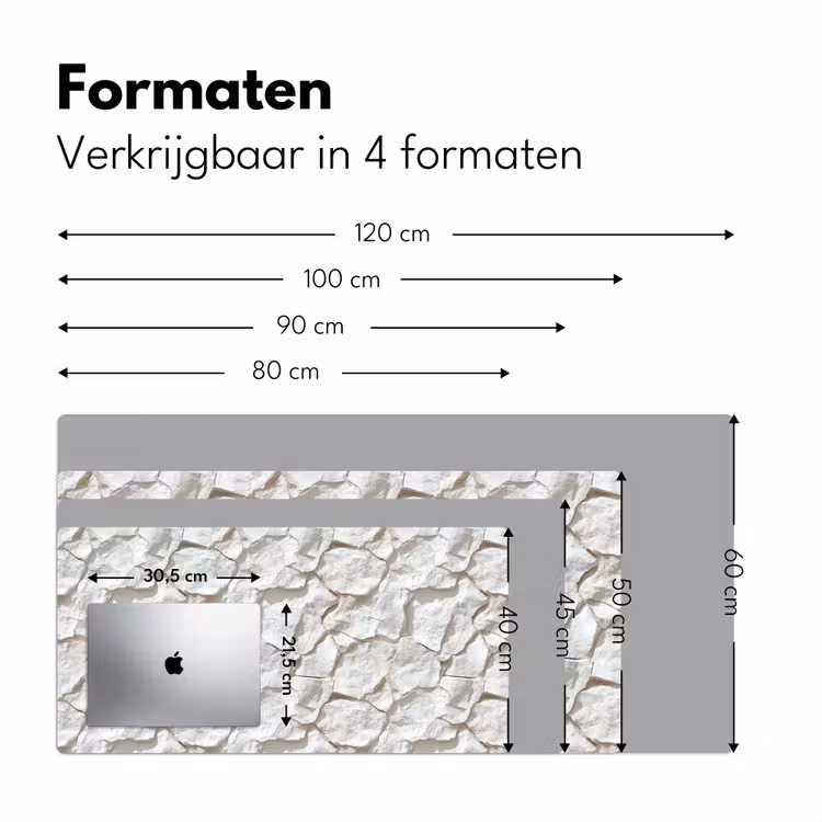 Structuur - Rots - Wit Muismat XXL klein 681 -sfeer5