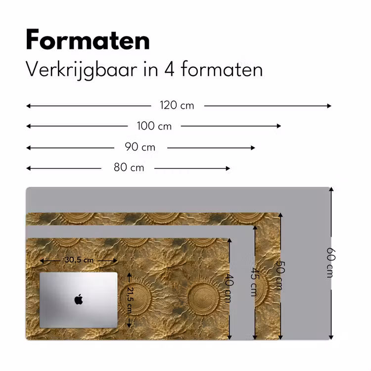 Zon - Reliëf - Antiek - Goud Muismat XXL klein 681 -sfeer5