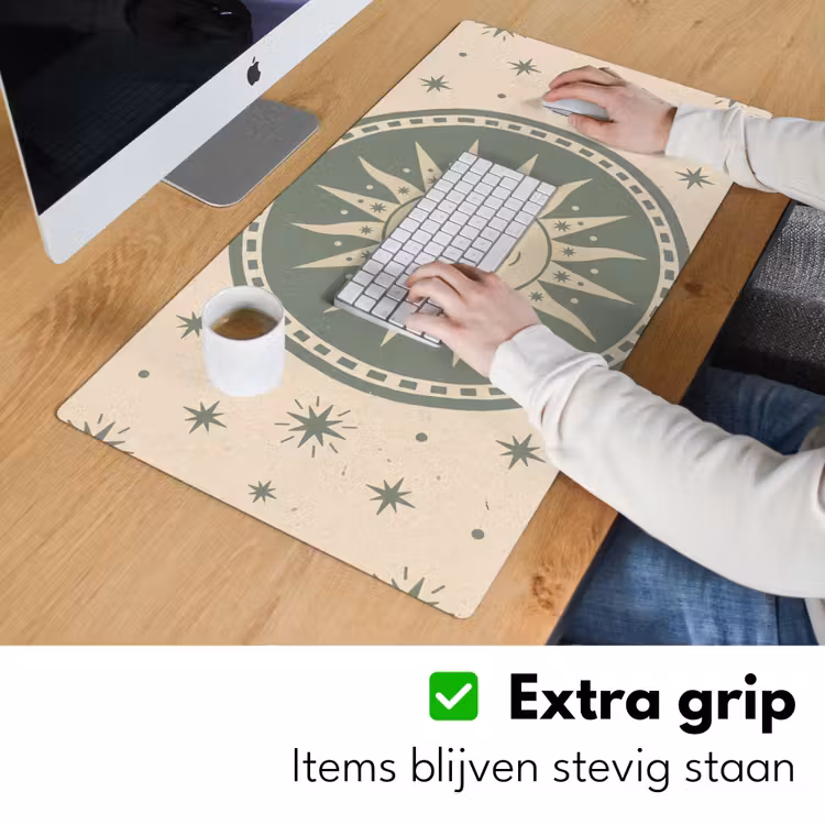 Zon - Sterren - Astrologie - Vintage - Groen Muismat XXL klein -sfeer3