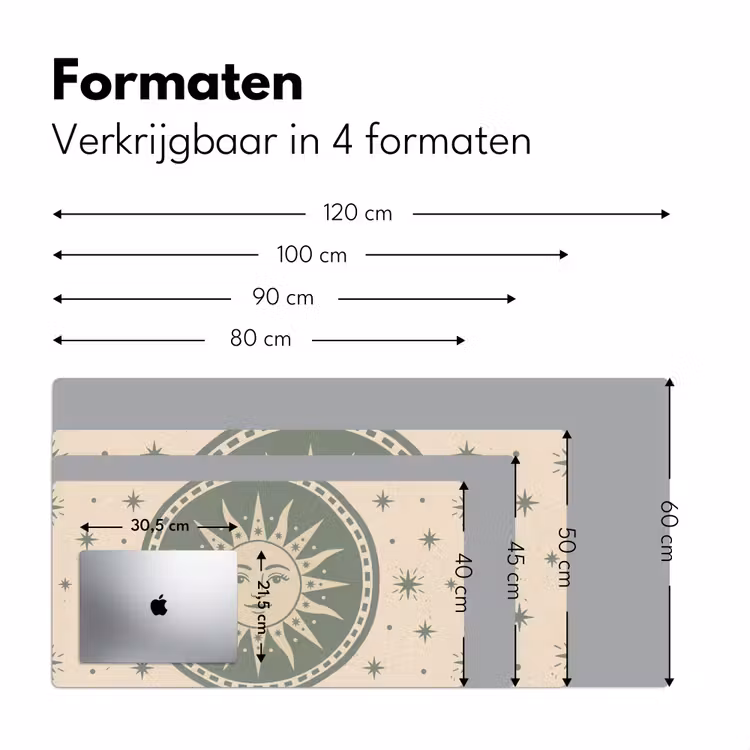 Zon - Sterren - Astrologie - Vintage - Groen Muismat XXL klein -sfeer5