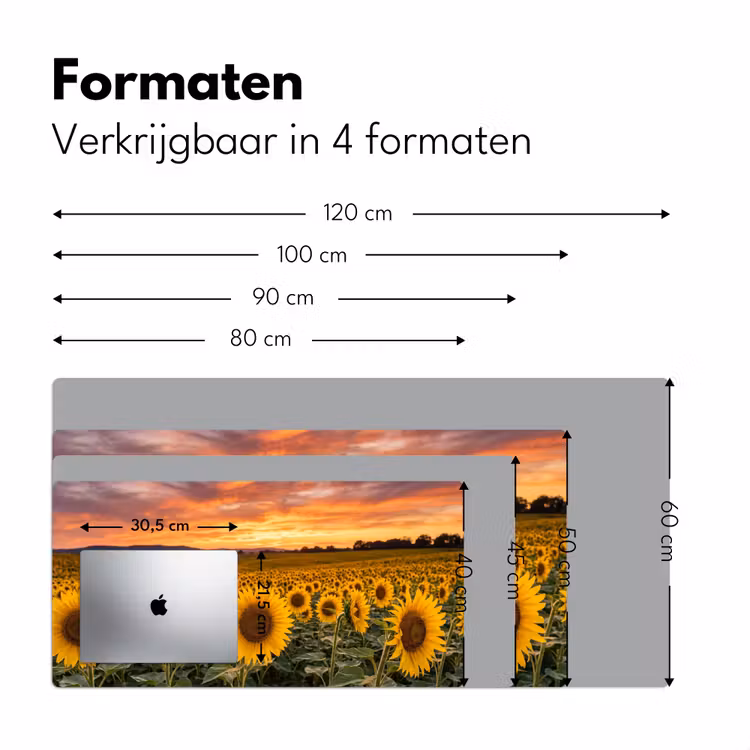 Zonnebloemen - Heuvellandschap - Geel Muismat XXL klein -sfeer5