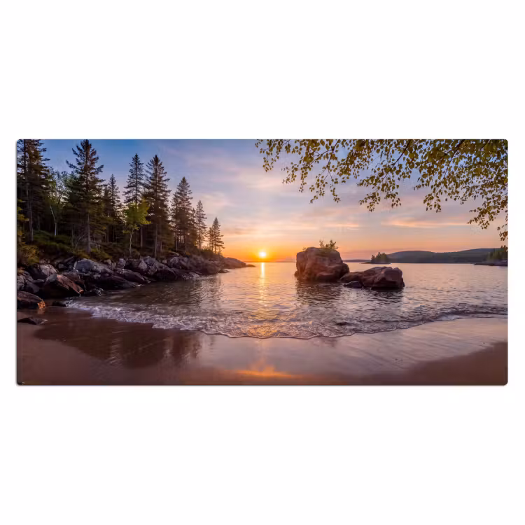Zonsondergang - Kust - Water - Natuur - Oranje Muismat XXL klein -3d_leeg