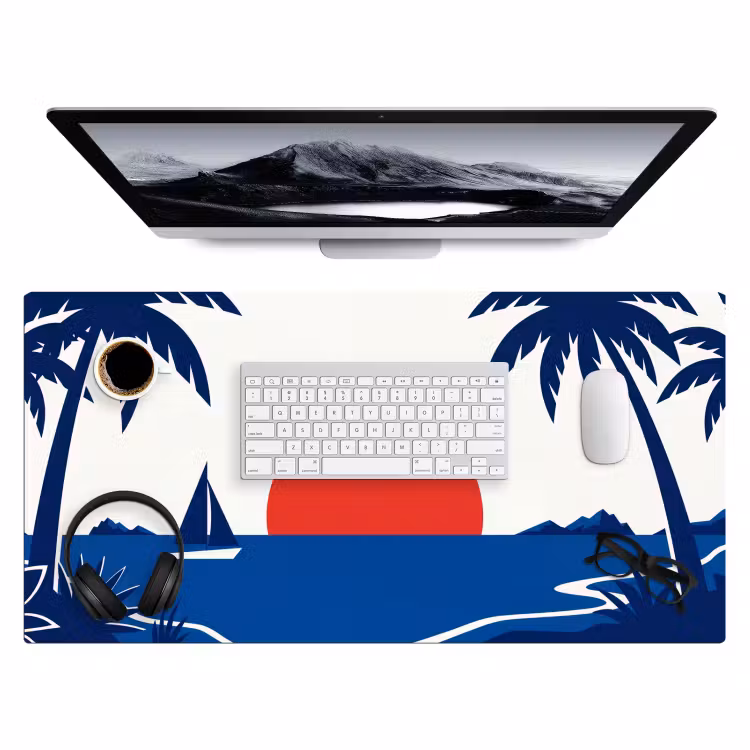 Zonsondergang - Zee - Palmboom - Tropisch - Modern Muismat XXL klein -3d
