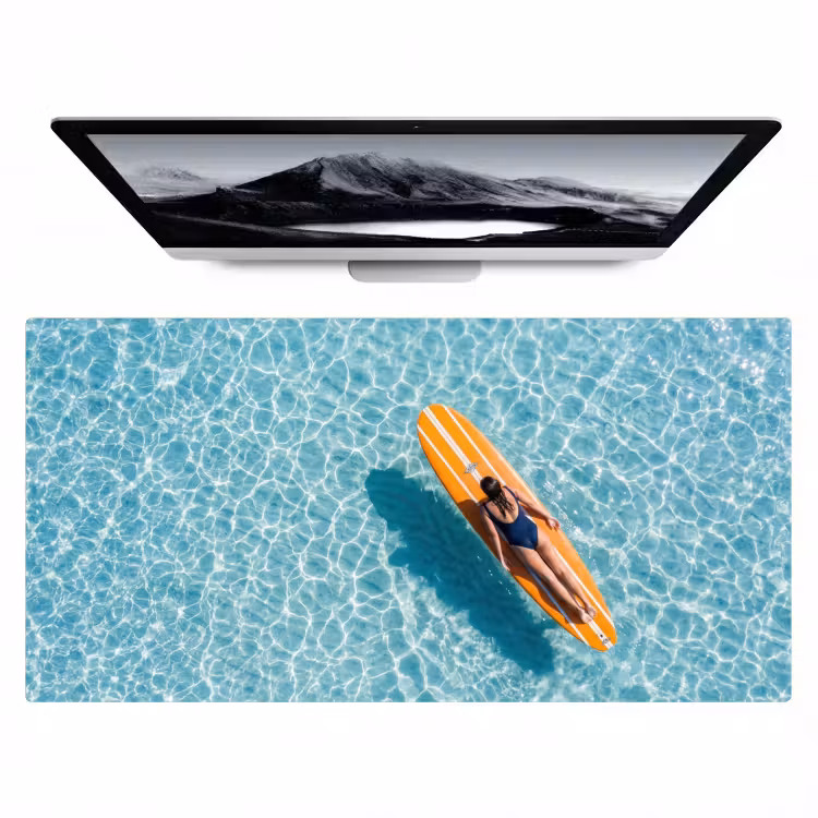 Surfboard - Water - Badpak - Oranje Muismat XXL klein -zzz3d