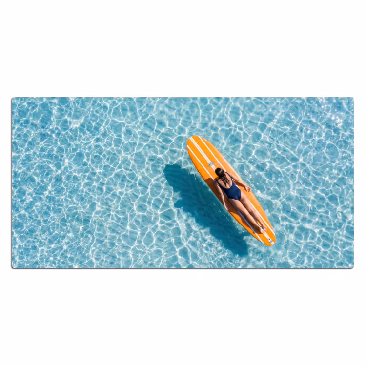 Surfboard - Water - Badpak - Oranje Muismat XXL klein -3d_leeg