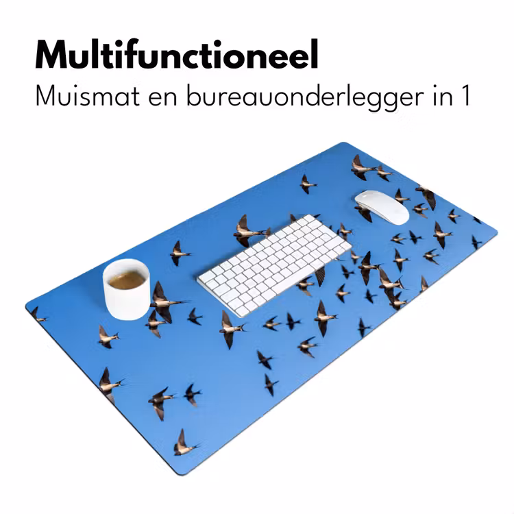 Zwaluwen - Vliegen - Blauw Muismat XXL klein -sfeer4