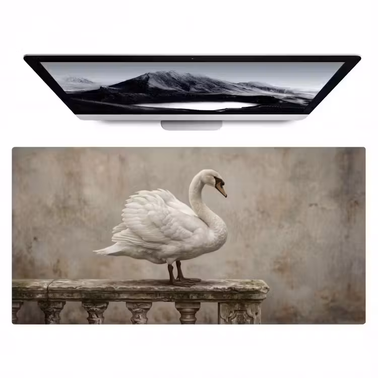 Zwaan - Elegant - Dieren - Wit Muismat XXL klein -zzz3d