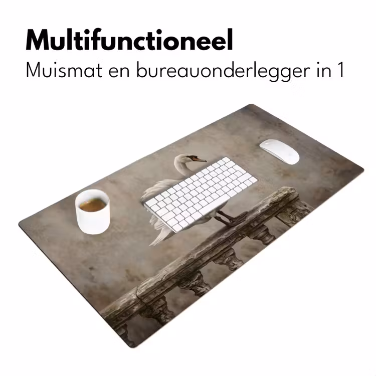 Zwaan - Elegant - Dieren - Wit Muismat XXL klein -sfeer4