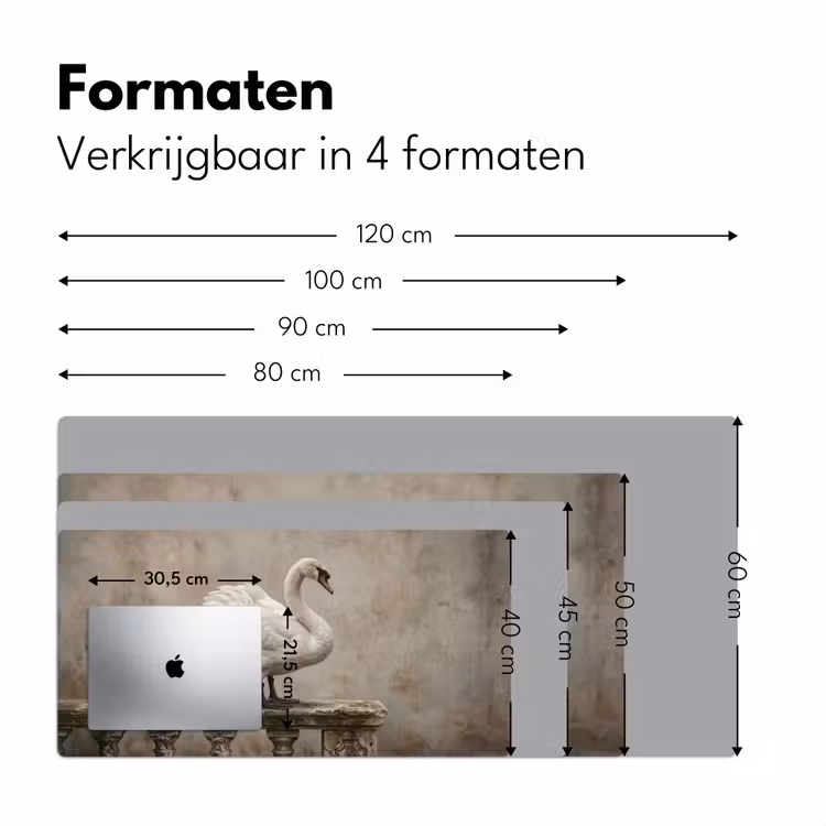Zwaan - Elegant - Dieren - Wit Muismat XXL klein -sfeer5