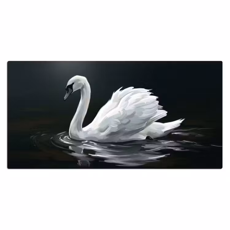 Zwaan - Water - Natuur - Realistisch - Wit Muismat XXL klein -3d_leeg