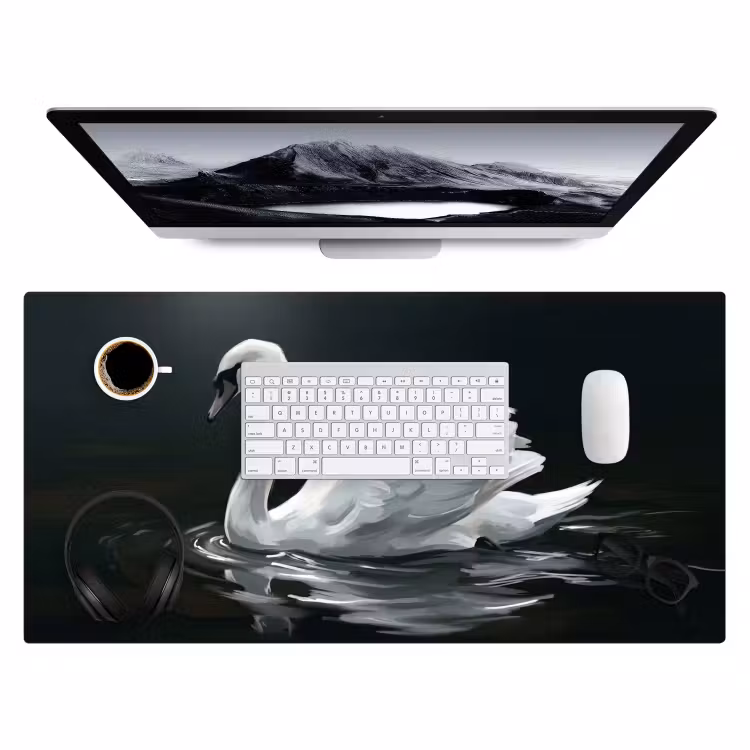 Zwaan - Water - Natuur - Realistisch - Wit Muismat XXL klein -3d
