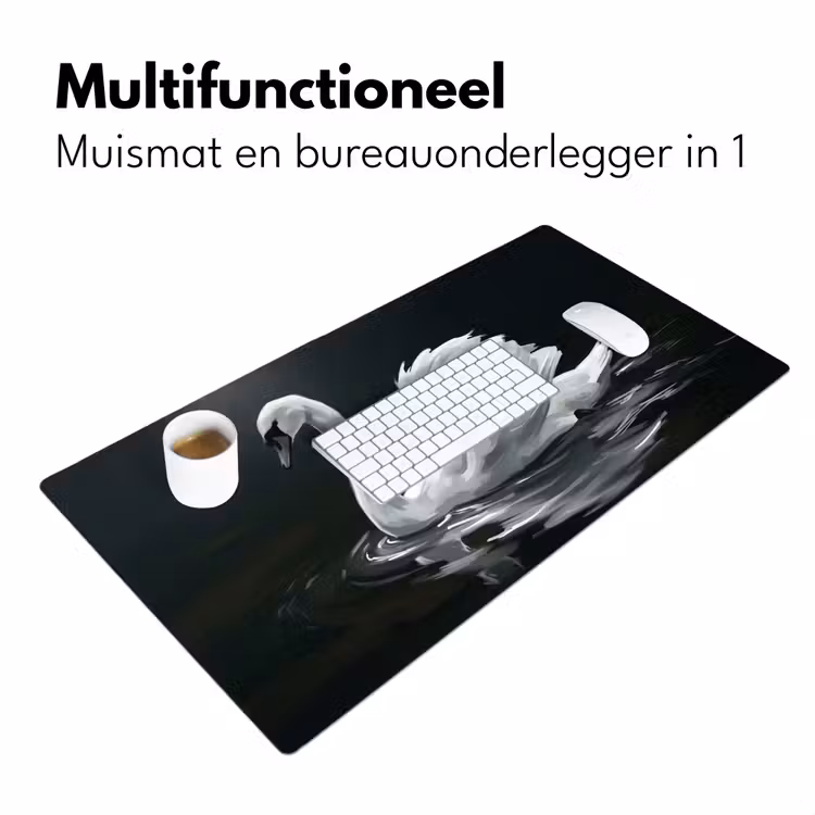 Zwaan - Water - Natuur - Realistisch - Wit Muismat XXL klein -sfeer4
