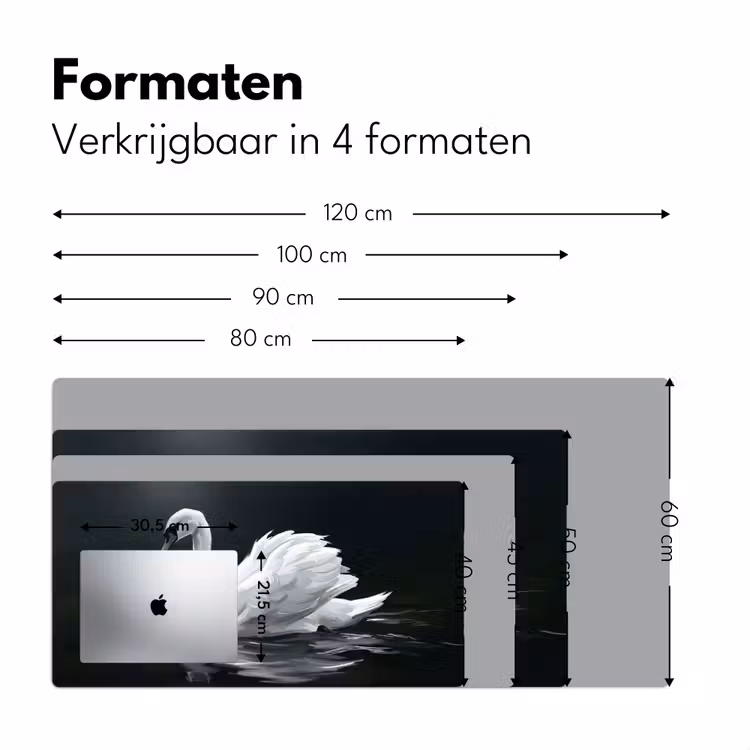 Zwaan - Water - Natuur - Realistisch - Wit Muismat XXL klein -sfeer5
