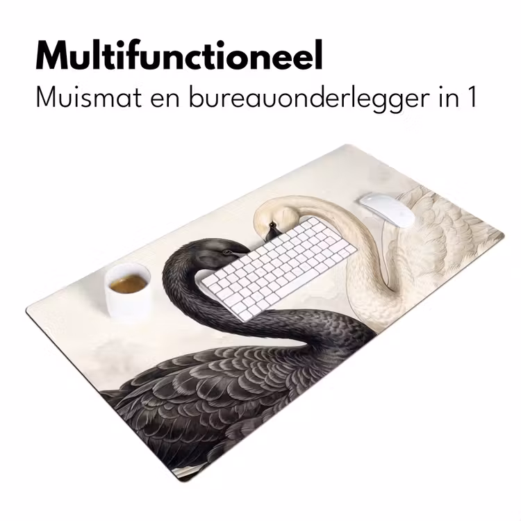 Zwanen - Hartvorm - Dieren Muismat XXL klein -sfeer4