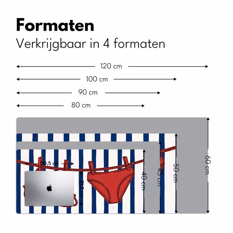 Badkleding - Waslijn - Zomer - Illustratie - Rood Muismat XXL klein -sfeer5