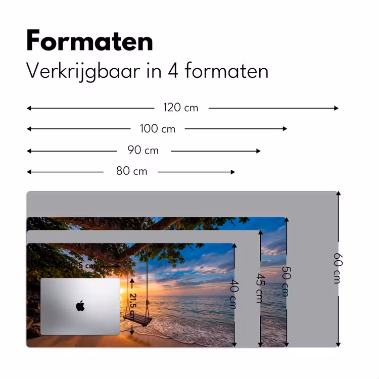 Schommel - Strand - Zonsondergang - Natuur - Oranje Muismat XXL klein -sfeer5