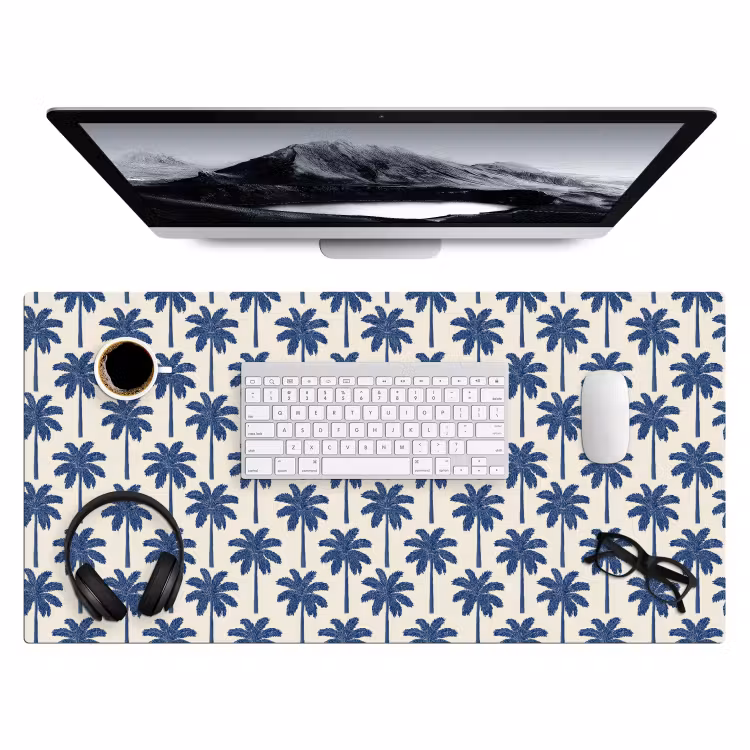 Symmetrisch - Palm - Blauw Muismat XXL klein 681 -3d