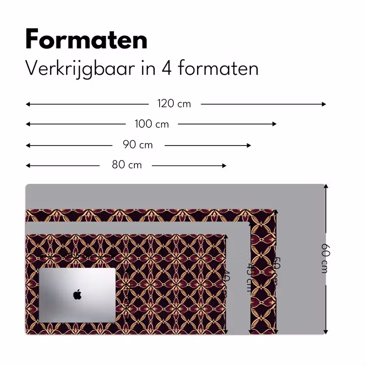 Symmetrisch - Tegel - Burgundy Muismat XXL klein 681 -sfeer5