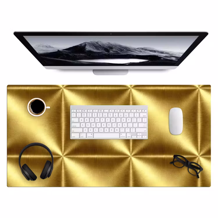Textuur - Geborsteld Goud - Industrieel - Metallic Muismat XXL klein 681 -3d