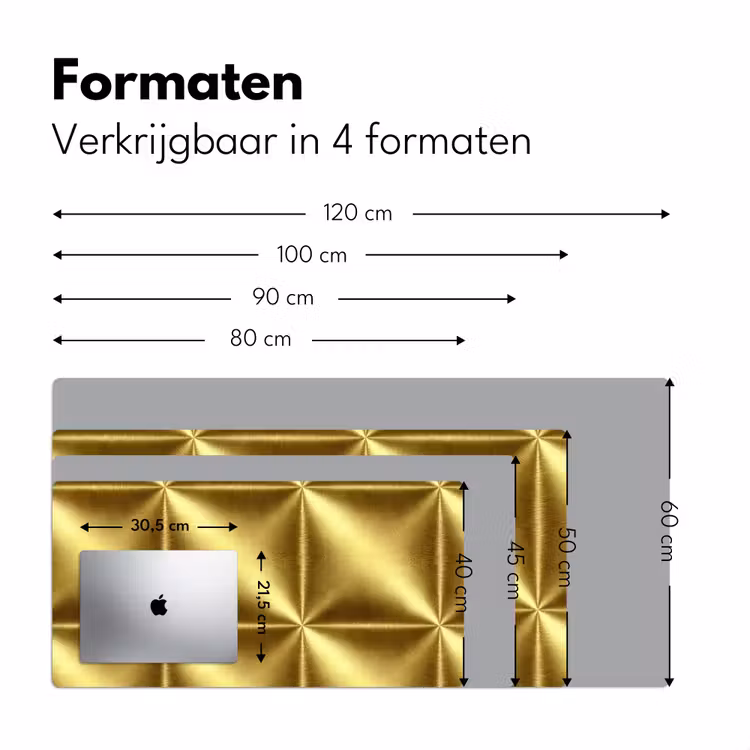Textuur - Geborsteld Goud - Industrieel - Metallic Muismat XXL klein 681 -sfeer5