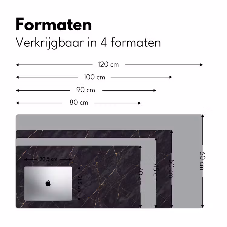 Textuur - Gouden lijnen - Abstract - Modern - Zwart Muismat XXL klein -sfeer5