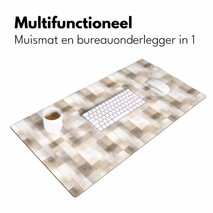 Textuur - Linnen - Beige Muismat XXL klein 681 -sfeer4