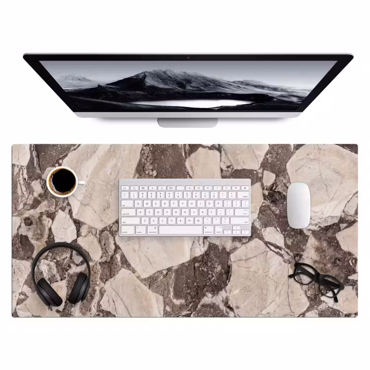 Textuur - Marmer - Abstract - Beige - Bruin Muismat XXL klein -3d