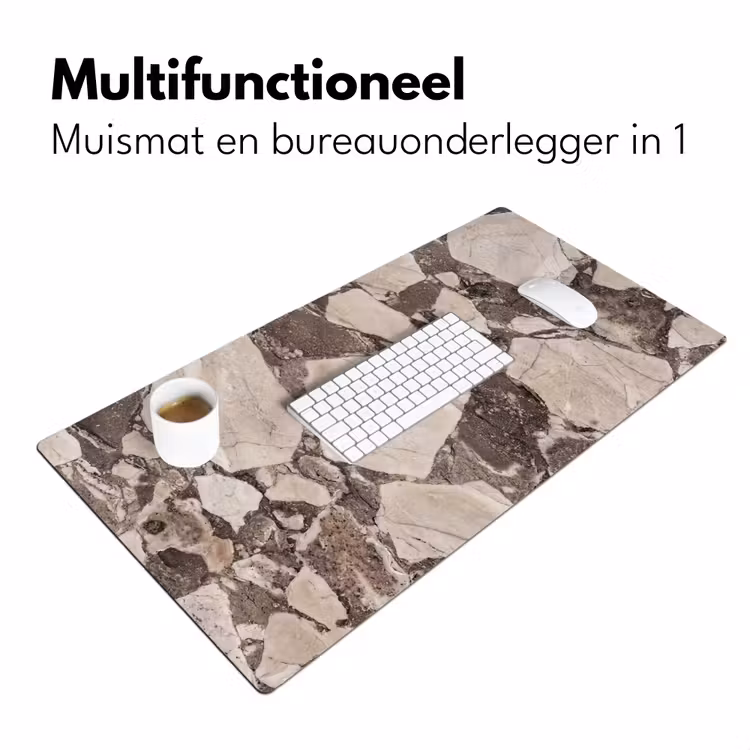 Textuur - Marmer - Abstract - Beige - Bruin Muismat XXL klein -sfeer4