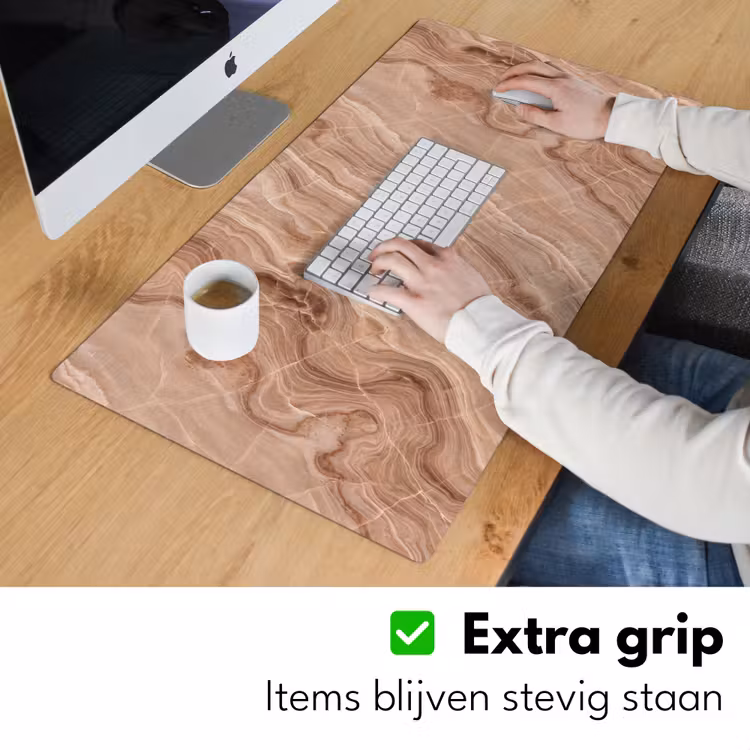 Textuur - Golvend - Abstract - Warm - Bruin Muismat XXL klein -sfeer3