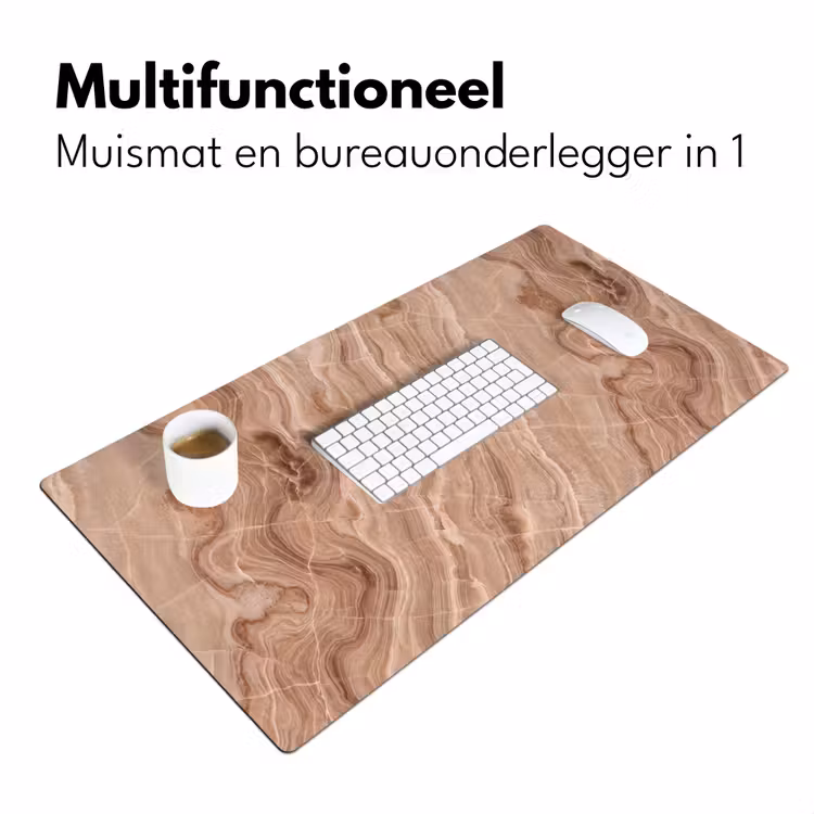 Textuur - Golvend - Abstract - Warm - Bruin Muismat XXL klein -sfeer4