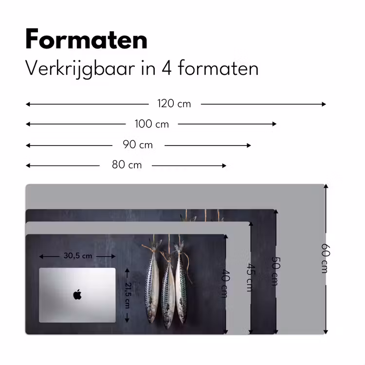 Desk Mat - Three Fish - Rope - Drie vissen - Touw Muismat XXL klein