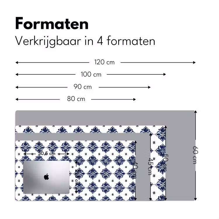 Tegelmotief - Blauw - Wit - Bloem Muismat XXL klein 681 -sfeer5