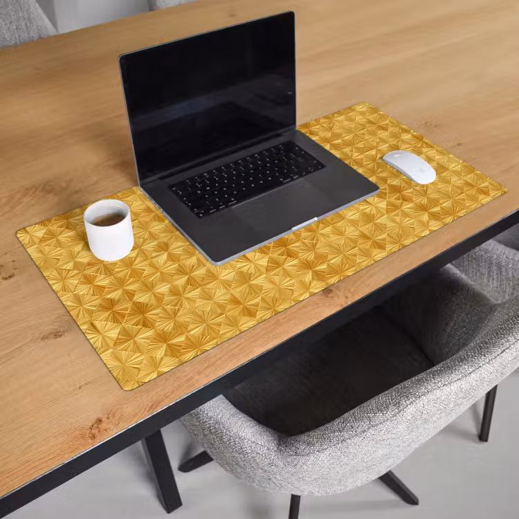 Tegels - Geometrisch - Reliëf - Goud Muismat XXL klein 681 -sfeer1