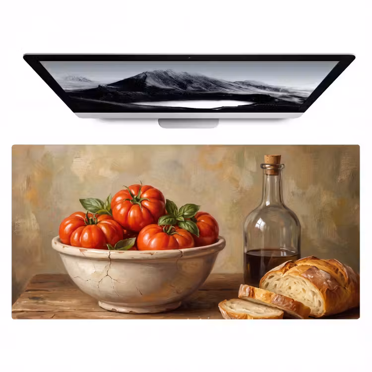Desk Mat - Tomatoes - Bowl - Food - Tomaten - Kom - Eten Muismat XXL klein