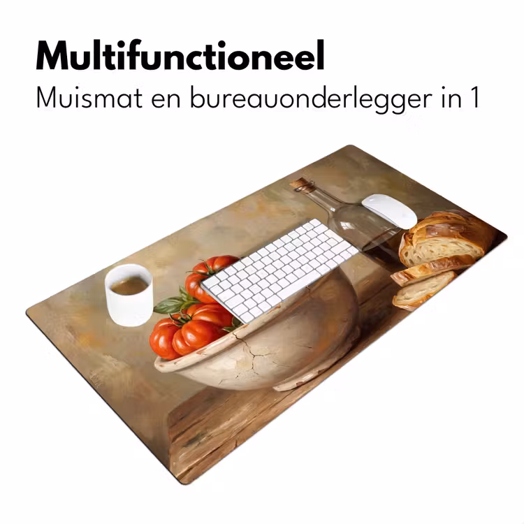 Desk Mat - Tomatoes - Bowl - Food - Tomaten - Kom - Eten Muismat XXL klein