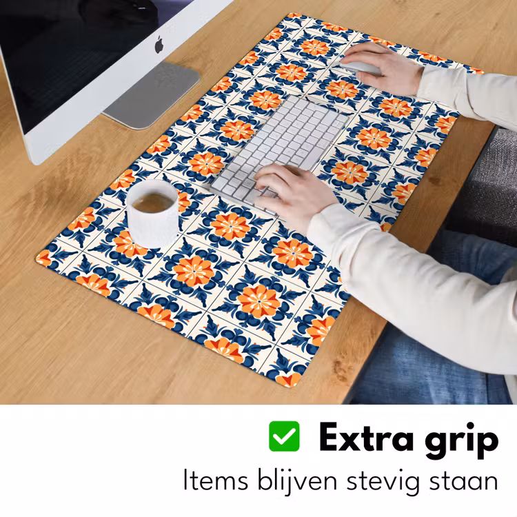 Traditioneel - Tegel - Oranje Muismat XXL klein 681 -sfeer3
