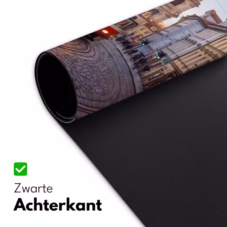 Tram - Straat - Stadsgezicht - Klassiek - Rood Muismat XXL klein -sfeer2