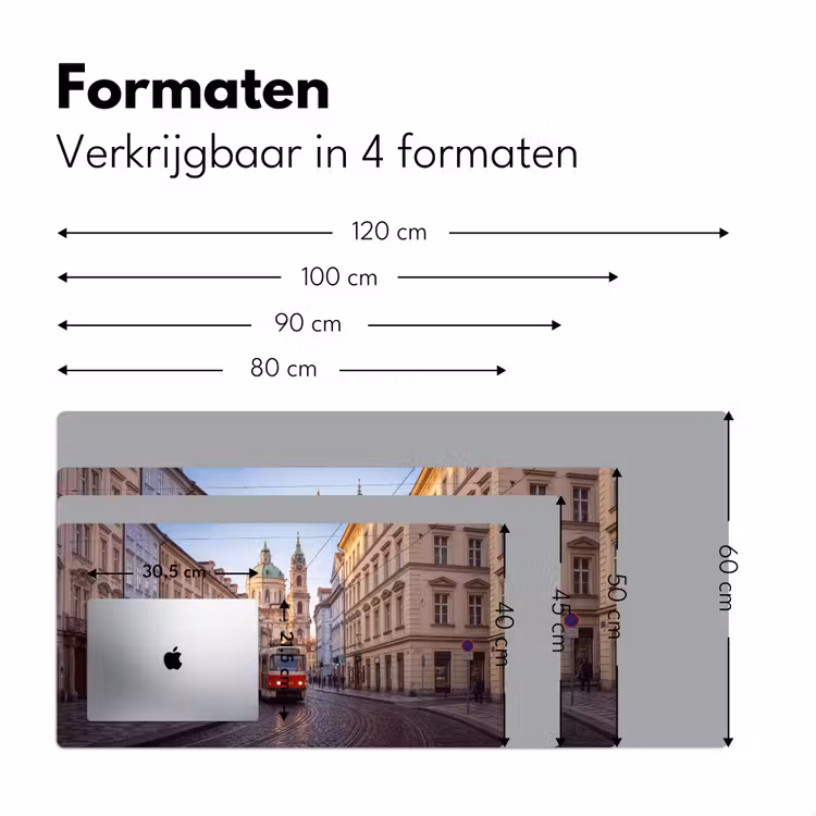 Tram - Straat - Stadsgezicht - Klassiek - Rood Muismat XXL klein -sfeer5
