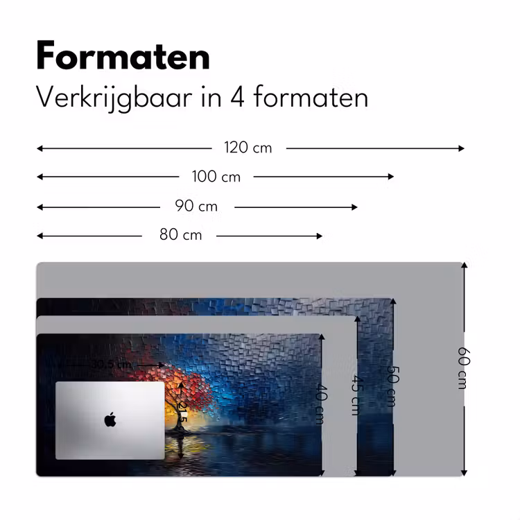 Boom - Blauw - Bladeren - Vakken Muismat XXL klein -sfeer5