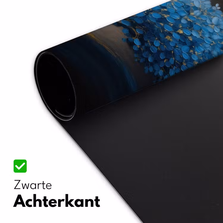 Boom - Blauw - Bladeren - Penseelstreken Muismat XXL klein -sfeer2
